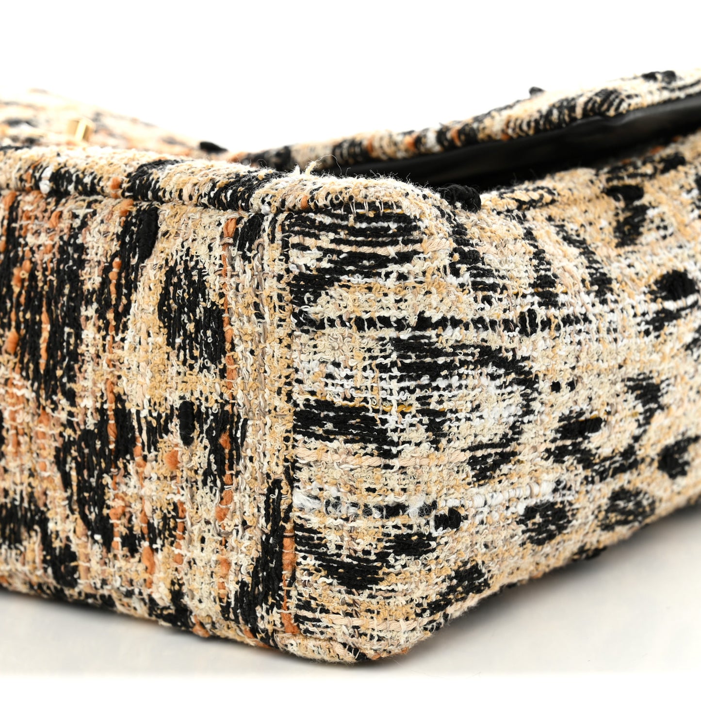Tweed Mixed Fibers Leopard Print Souplissimo Maxi Flap Brown Black White