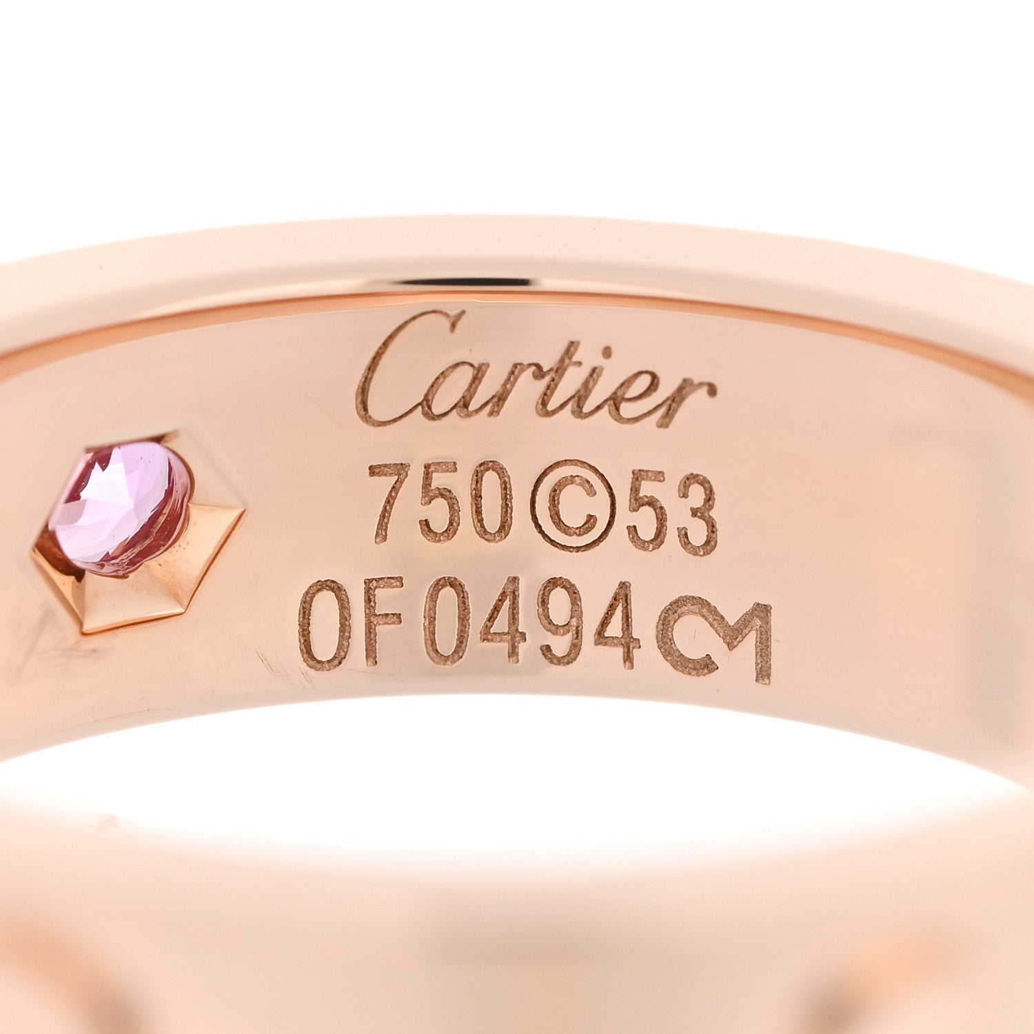 Cartier 18K Pink Gold Pink Sapphire 5.5mm LOVE Ring 53 6.5 4 of 5