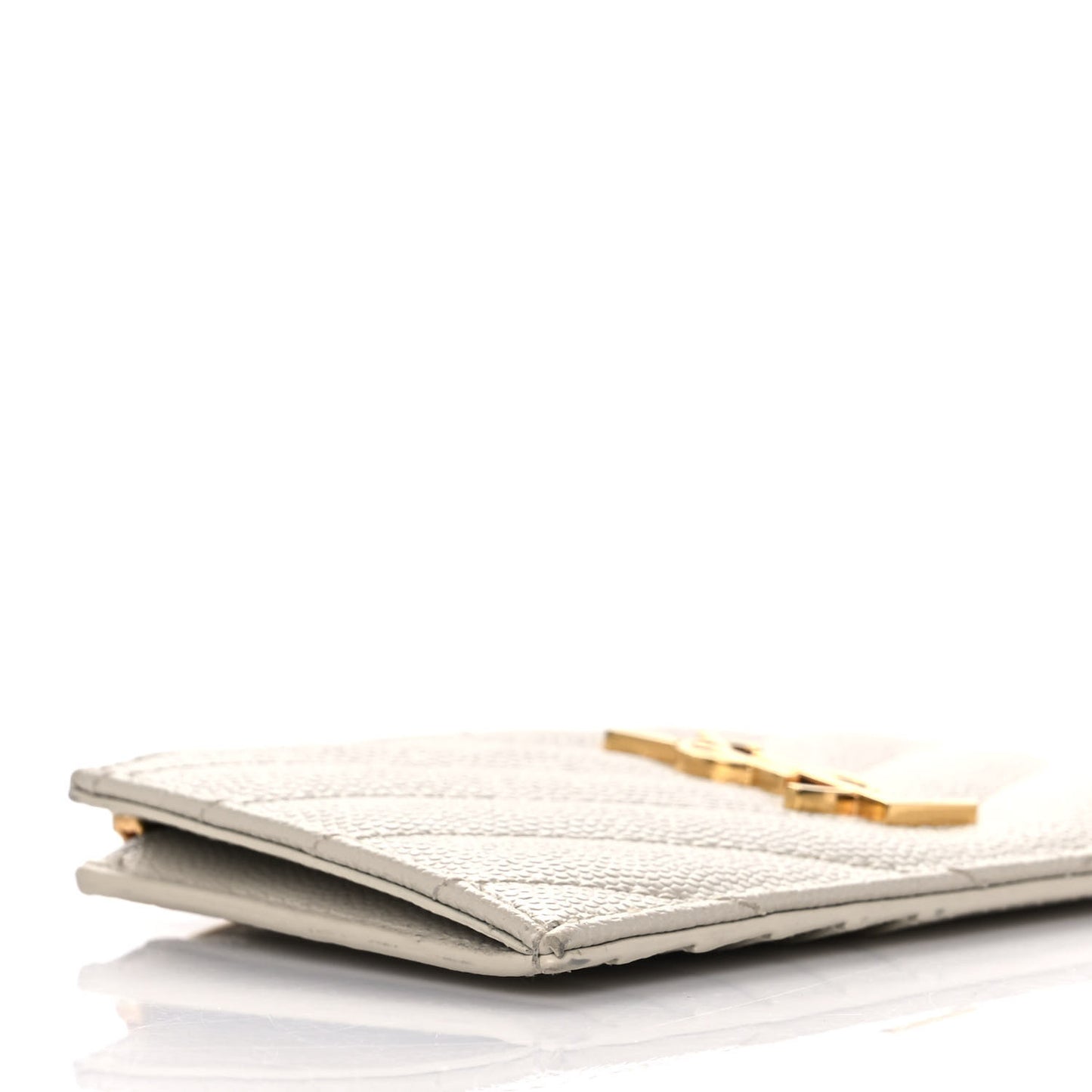 Grain De Poudre Matelasse Chevron Monogram Fragments Zippered Card Case Crema Soft