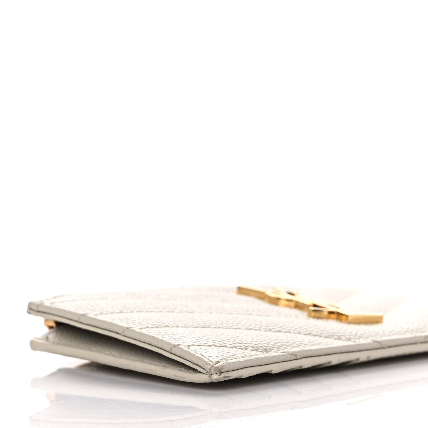 Saint Laurent Grain De Poudre Matelasse Chevron Monogram Fragments Zippered Card Case Crema Soft 9 of 11