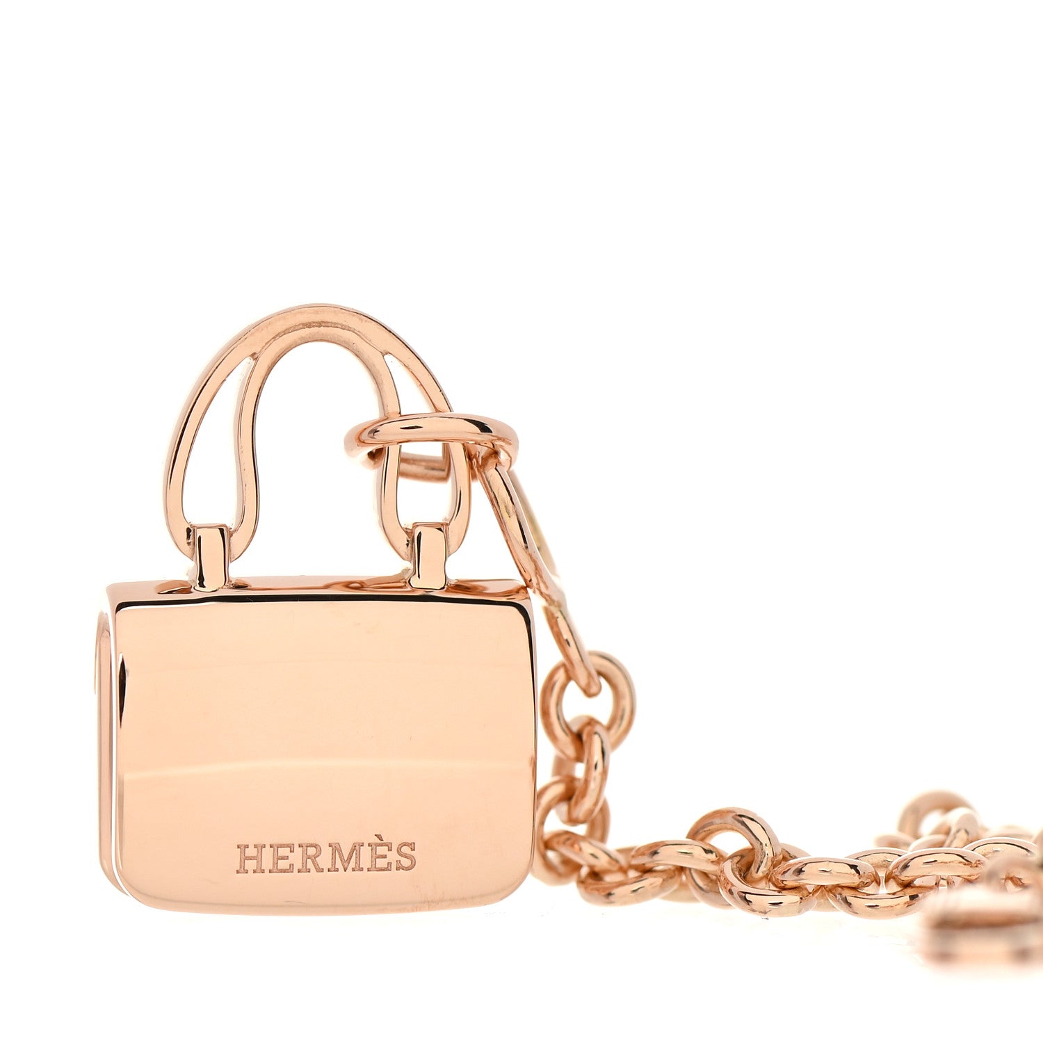 Hermes 18K Rose Gold Pink Sapphire Constance Amulettes Bracelet ST 4 of 6