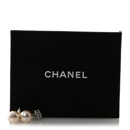 Chanel Crystal Pearl CC Drop Earrings Silver 5 of 5