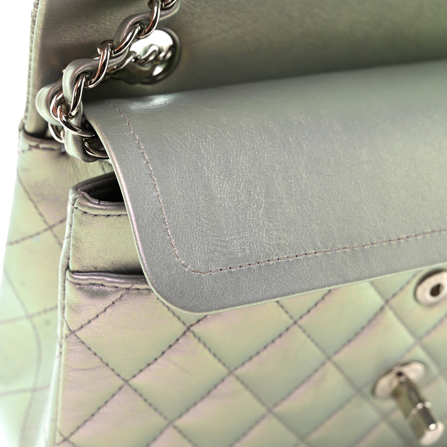 Chanel Iridescent Calfskin Quilted Small Double Flap Light Purple 12 of 12