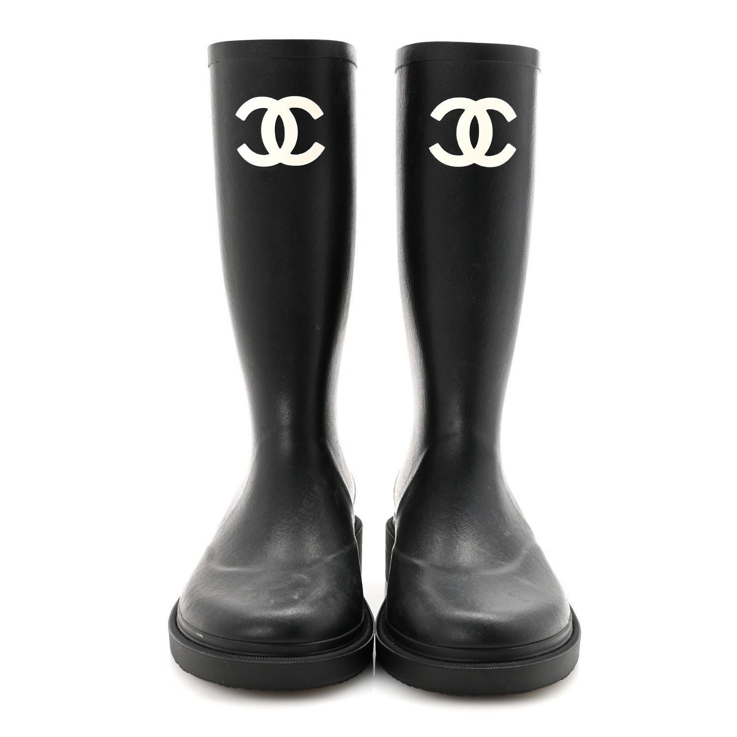 Chanel Caoutchouk CC High Boots 38 Black 3 of 9