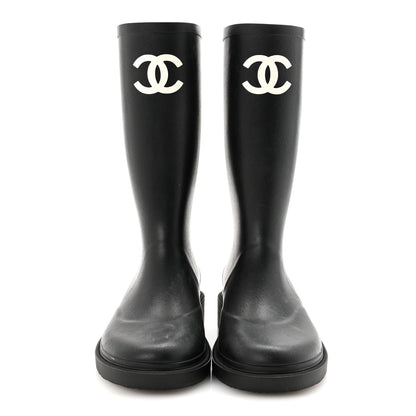 Chanel Caoutchouk CC High Boots 38 Black 3 of 9