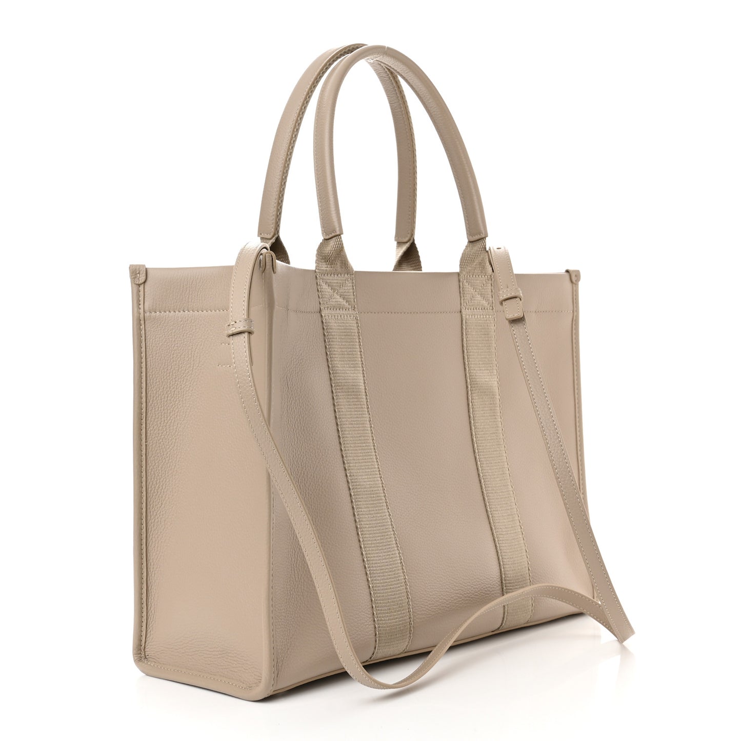 Grained Calfskin Hardware Tote Taupe