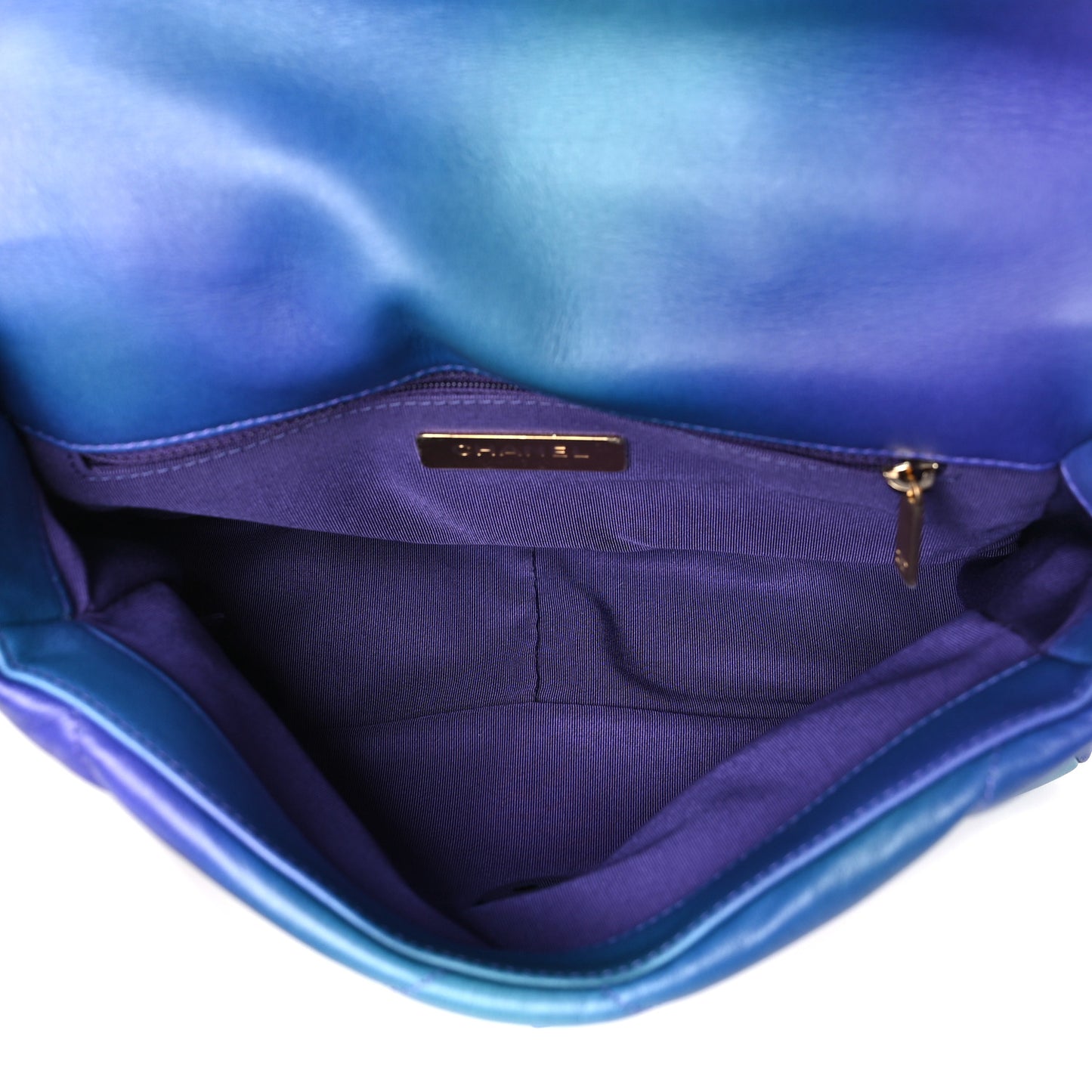 Tie Dye Calfskin Quilted Medium Chanel 19 Flap Blue Purple