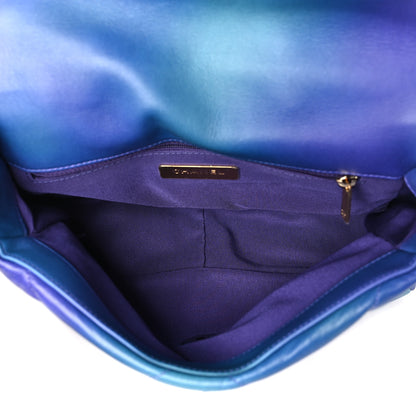 Chanel Tie Dye Calfskin Quilted Medium Chanel 19 Flap Blue Purple 5 of 10