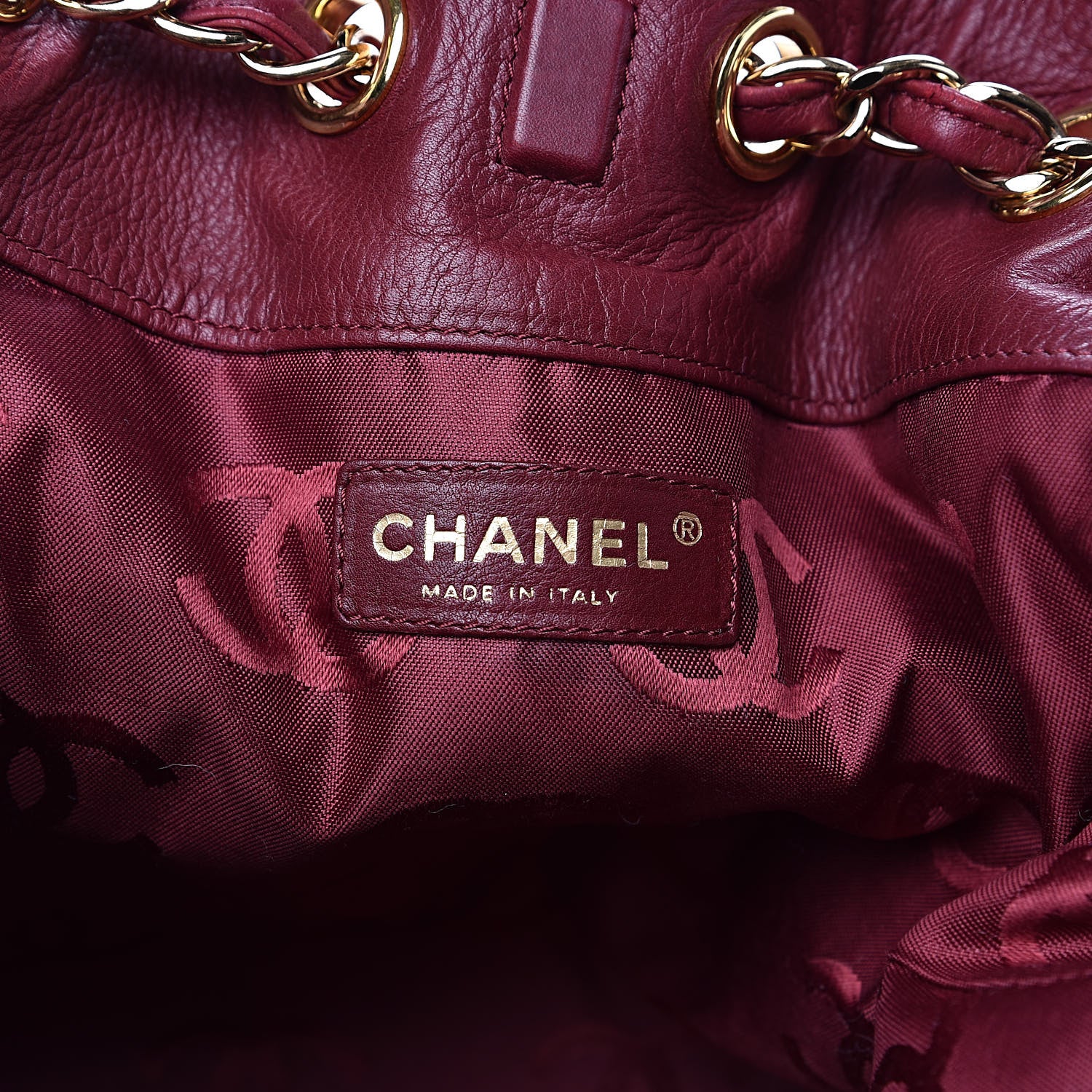 Chanel Deerskin Drawstring Shoulder Bag Red 6 of 12