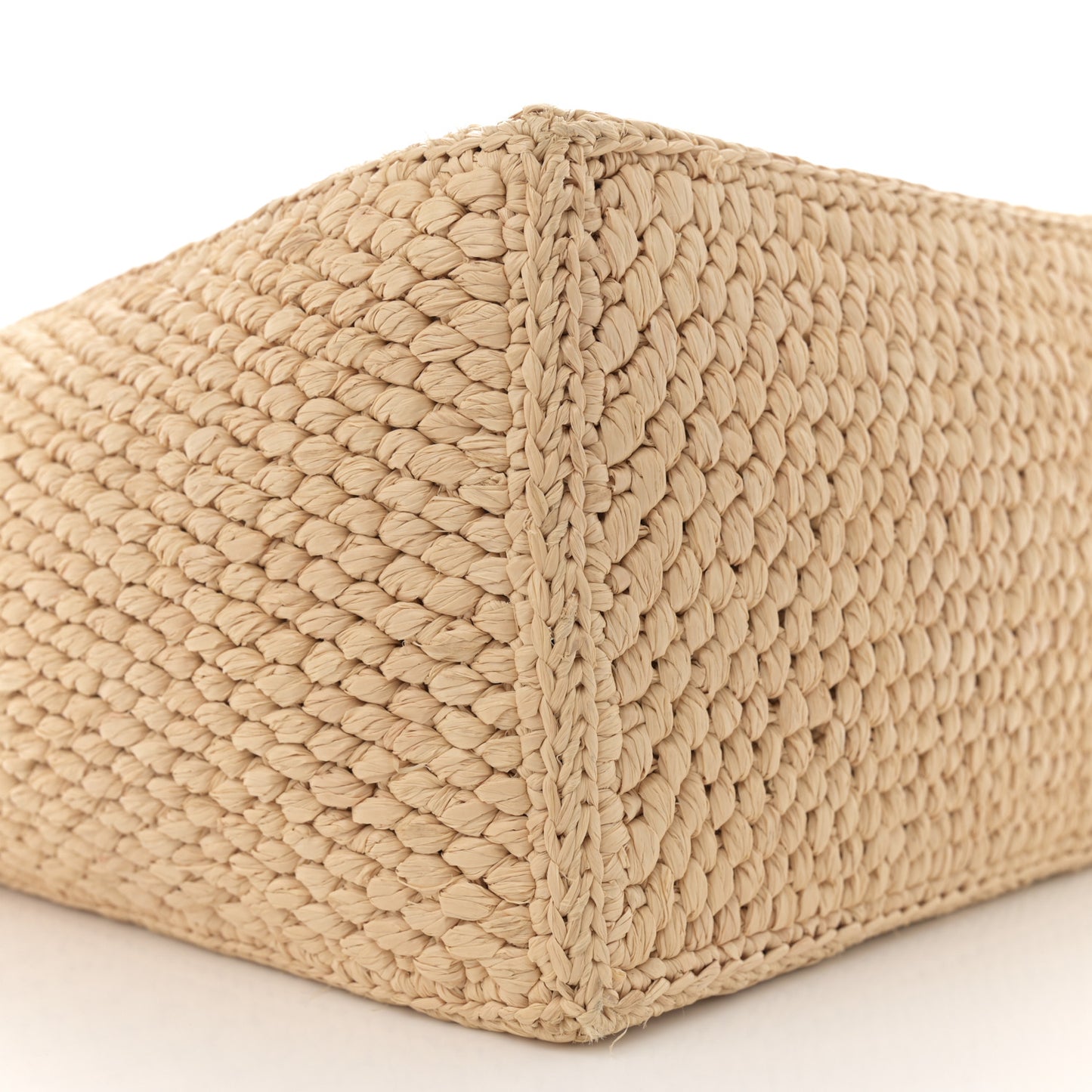 Raffia Calfskin Triomphe Small Cabas Thais Tan