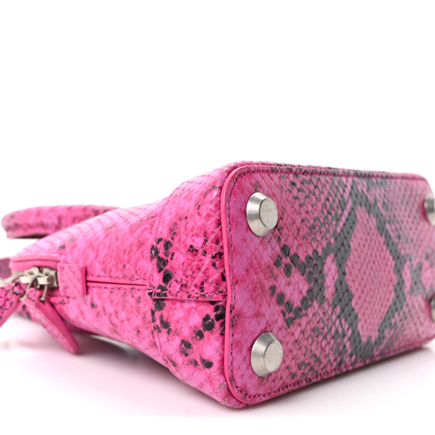Calfskin Python Effect XXS Ville Top Handle Bag Fuchsia Black