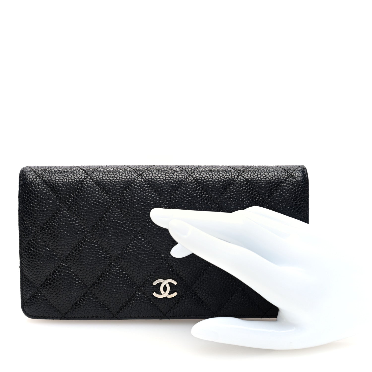 Chanel Caviar Quilted Yen Wallet Black 2 of 7