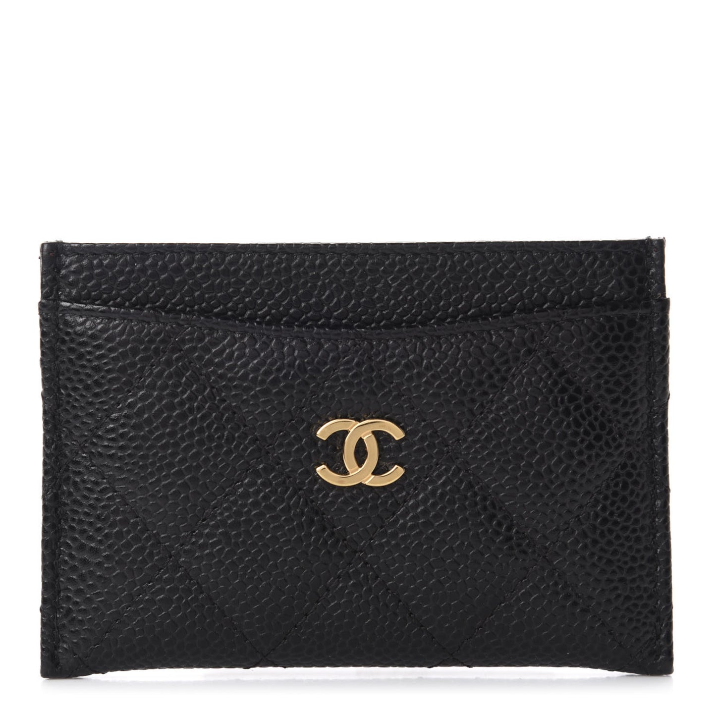 Caviar Quilted Card Holder Black
