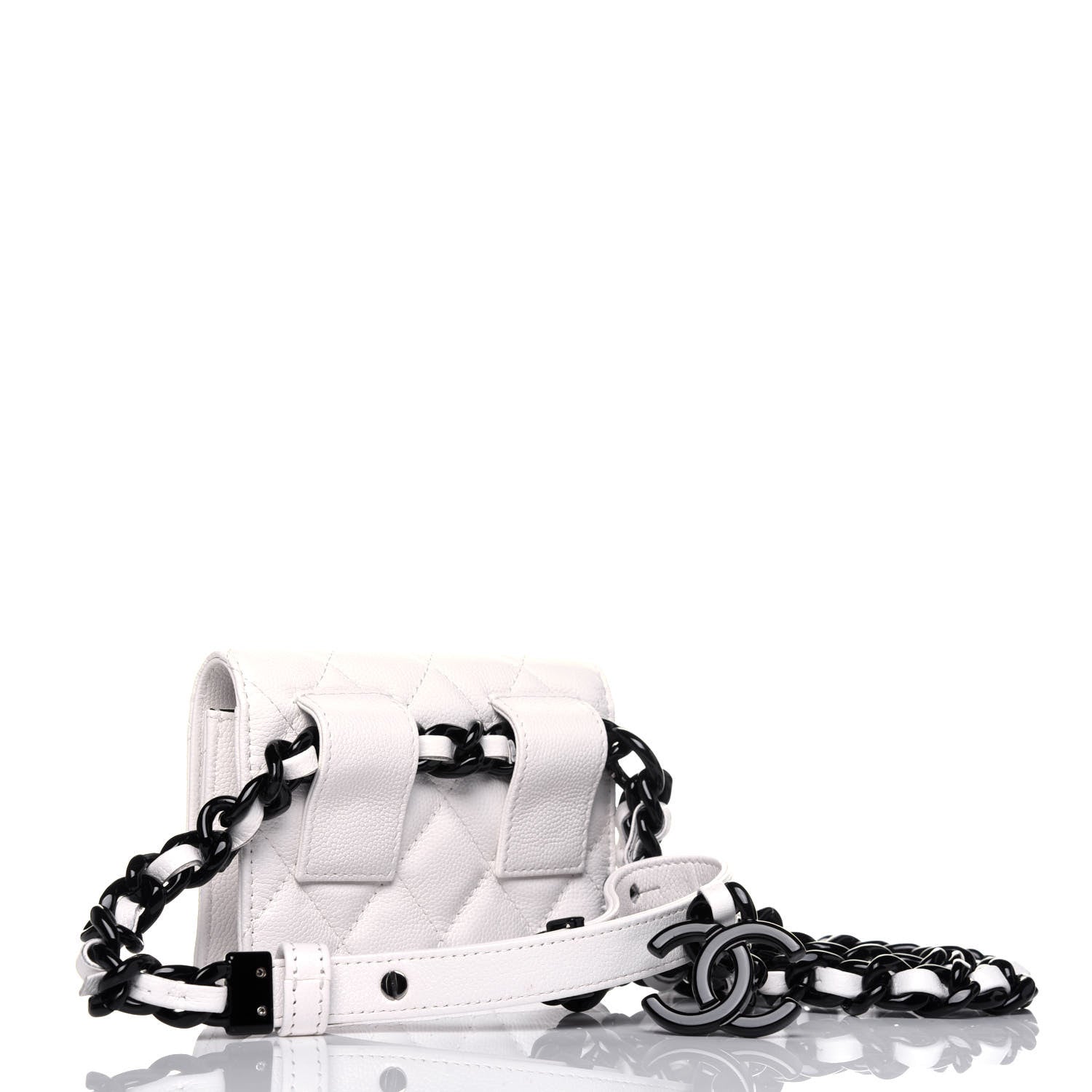 Chanel Caviar Quilted My Everything Belt Flap Card Holder White 3 of 14