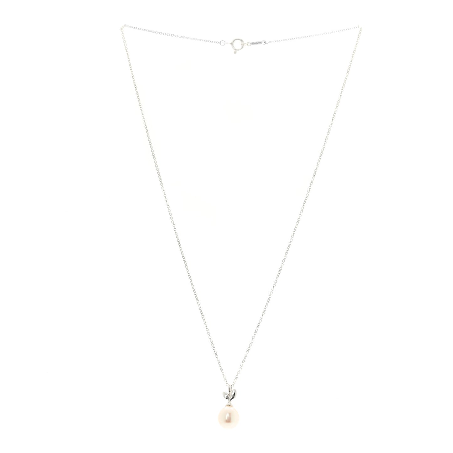 Sterling Silver Pearl Paloma Picasso Olive Leaf Drop Pendant Necklace