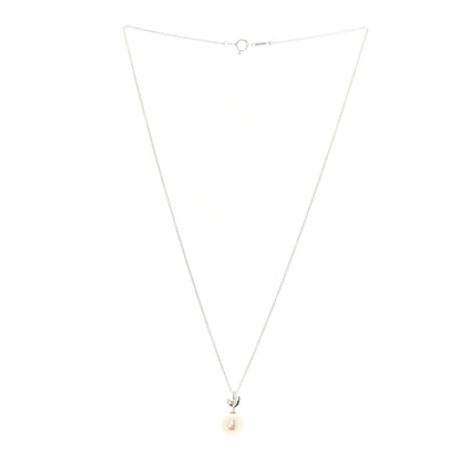 Tiffany Sterling Silver Pearl Paloma Picasso Olive Leaf Drop Pendant Necklace 3 of 6