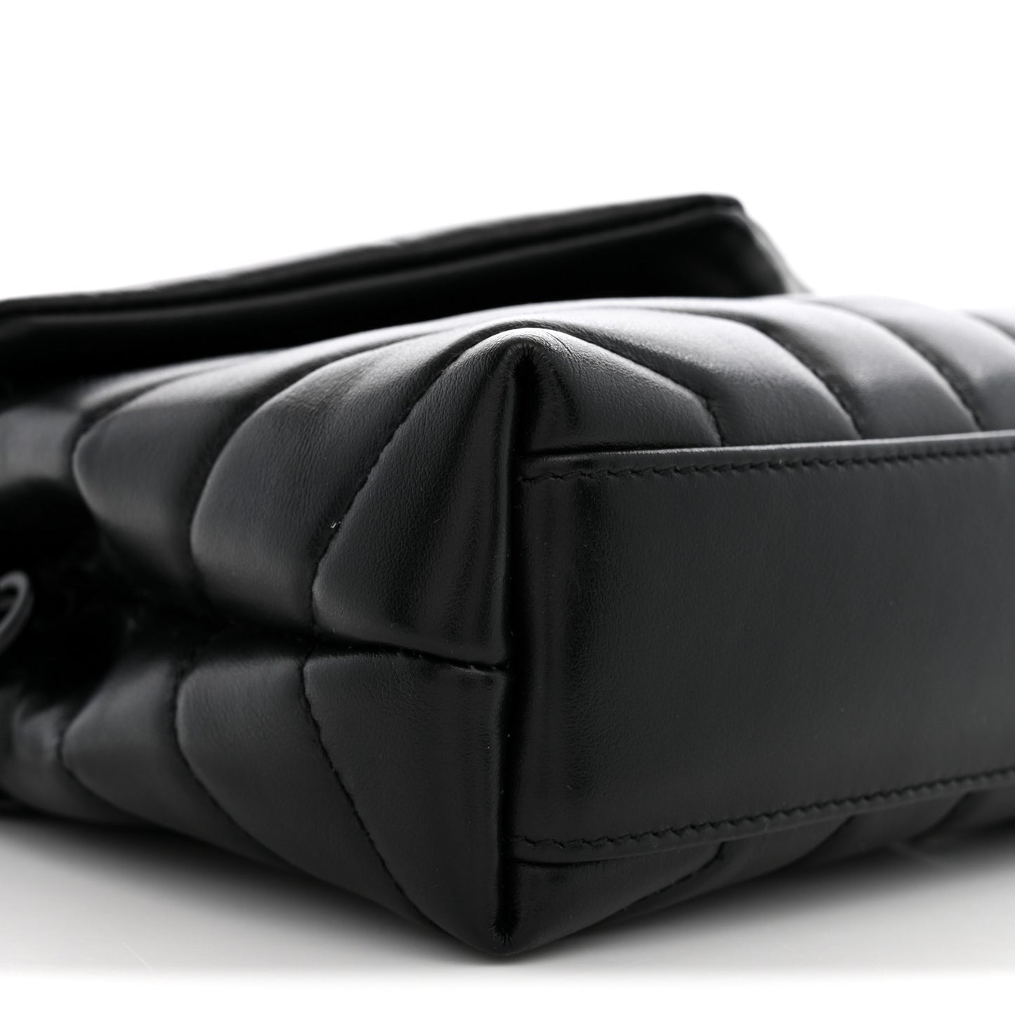 Calfskin Y Quilted Monogram Monochrome Toy Loulou Crossbody Bag Black