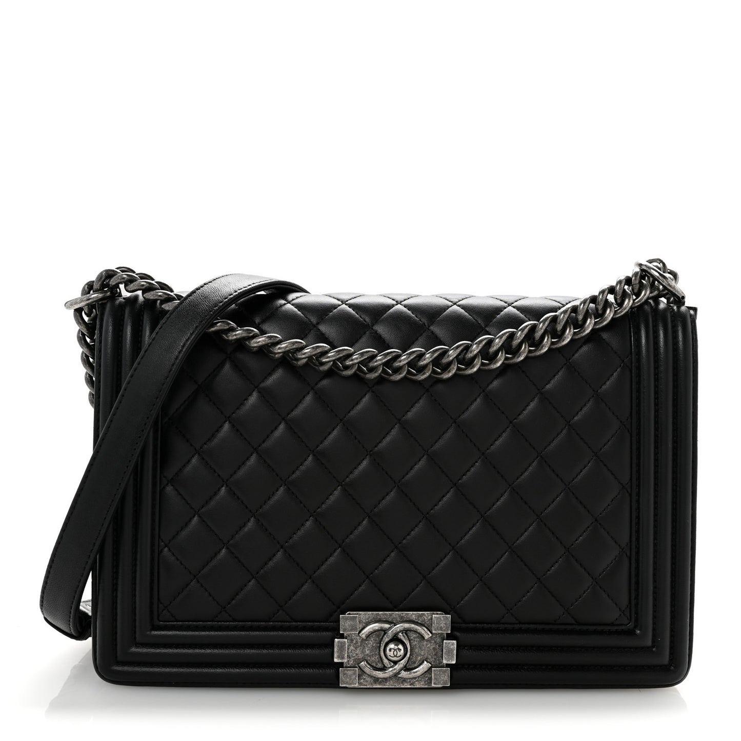 Lambskin Quilted New Medium Boy Flap Black