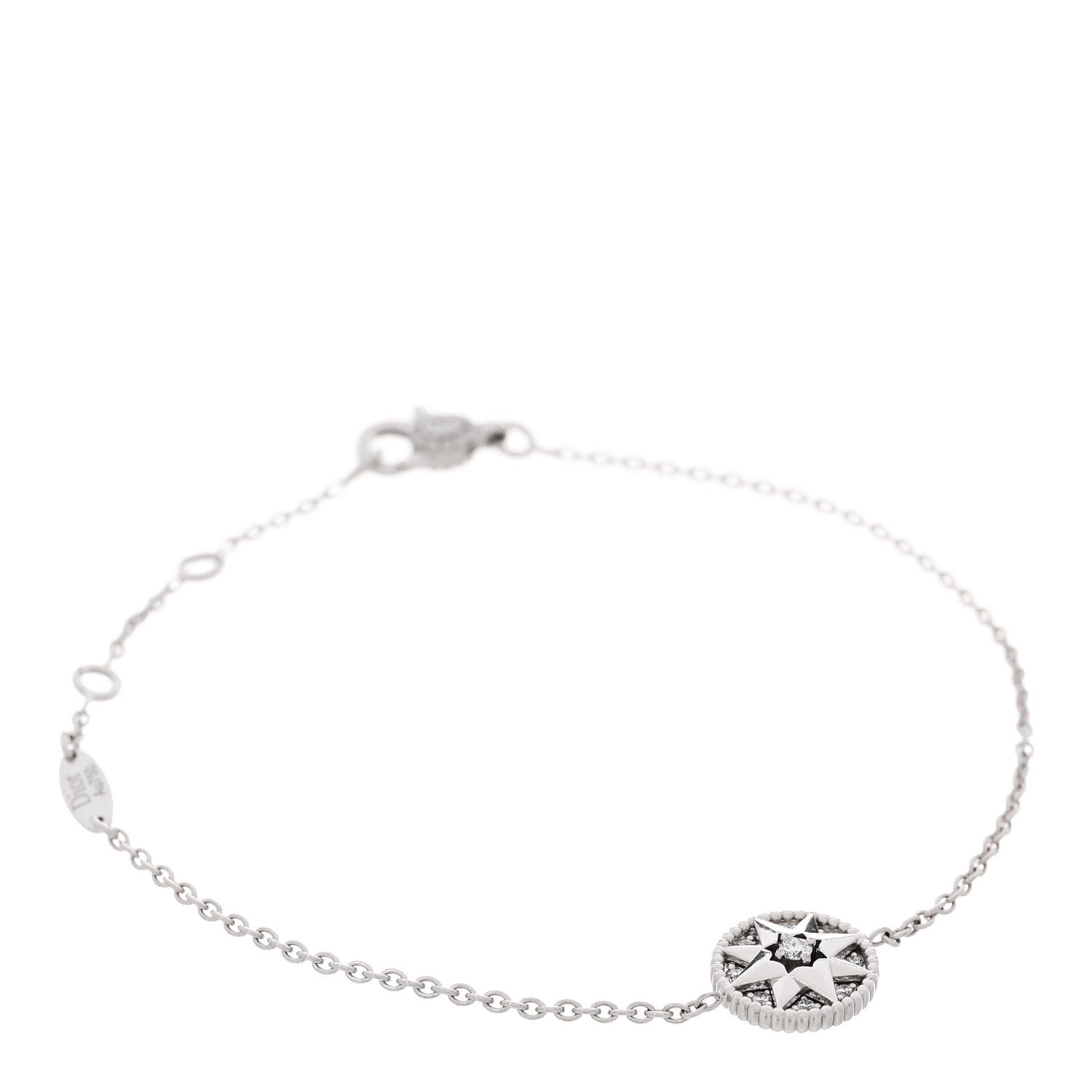 Christian Dior CHRISTIAN DIOR 18K White Gold Pave Diamond Rose Des Vents Bracelet 1 of 5
