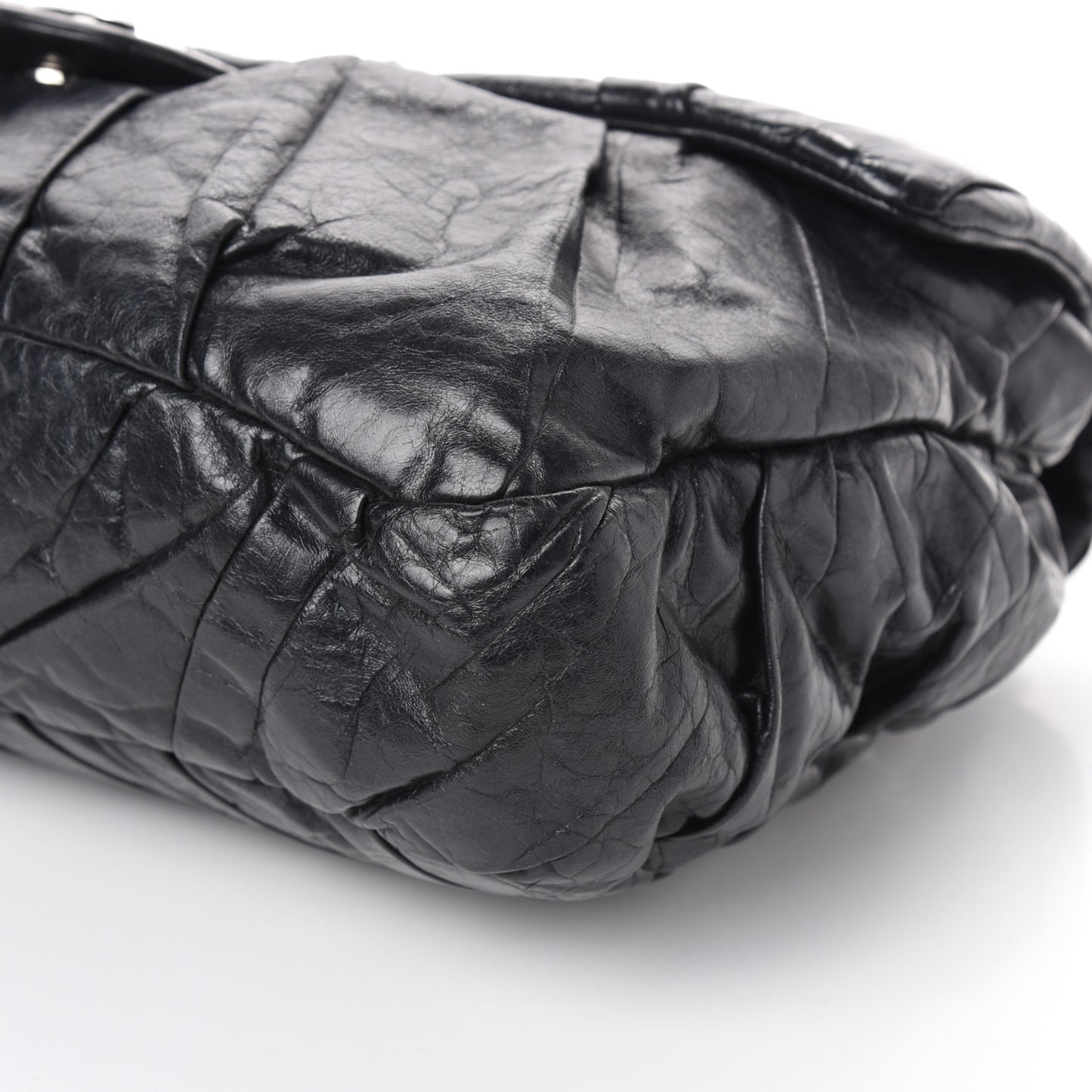 Glazed Calfskin Twisted Maxi Flap Black