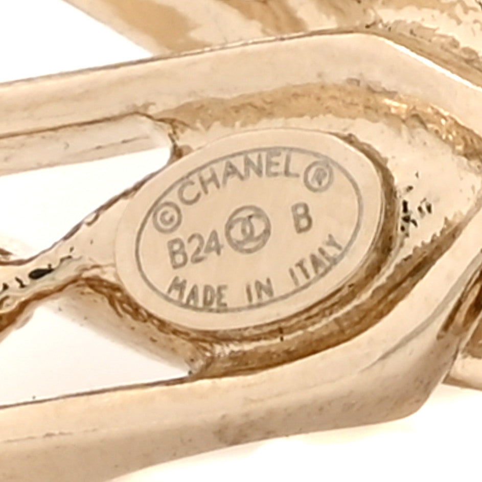 Chanel Crystal CC Bow Drop Earrings Gold 4 of 5