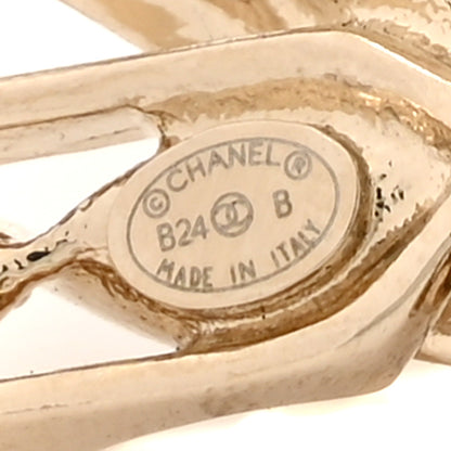 Chanel Crystal CC Bow Drop Earrings Gold 4 of 5