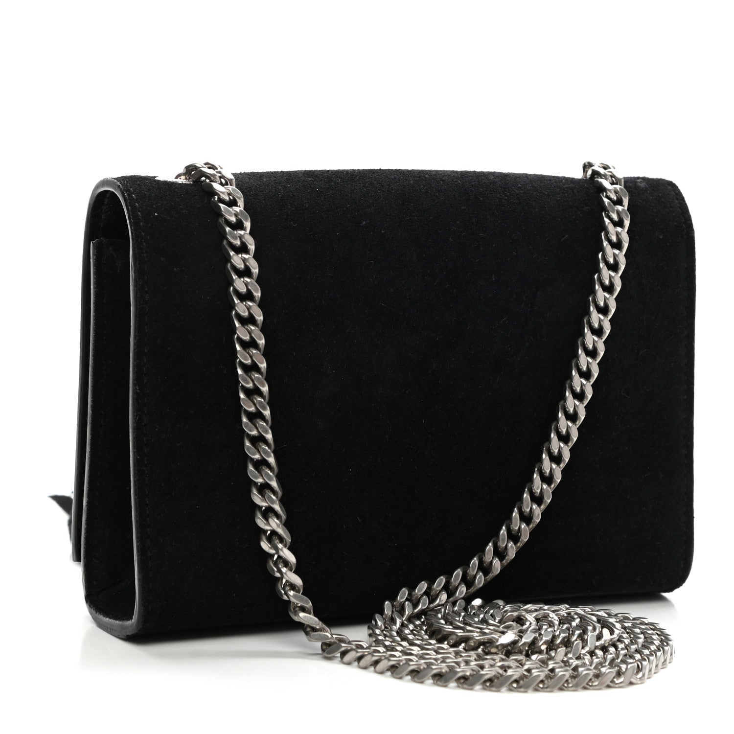 Saint Laurent Suede Fringe Chain Small Monogram Satchel Black 3 of 10