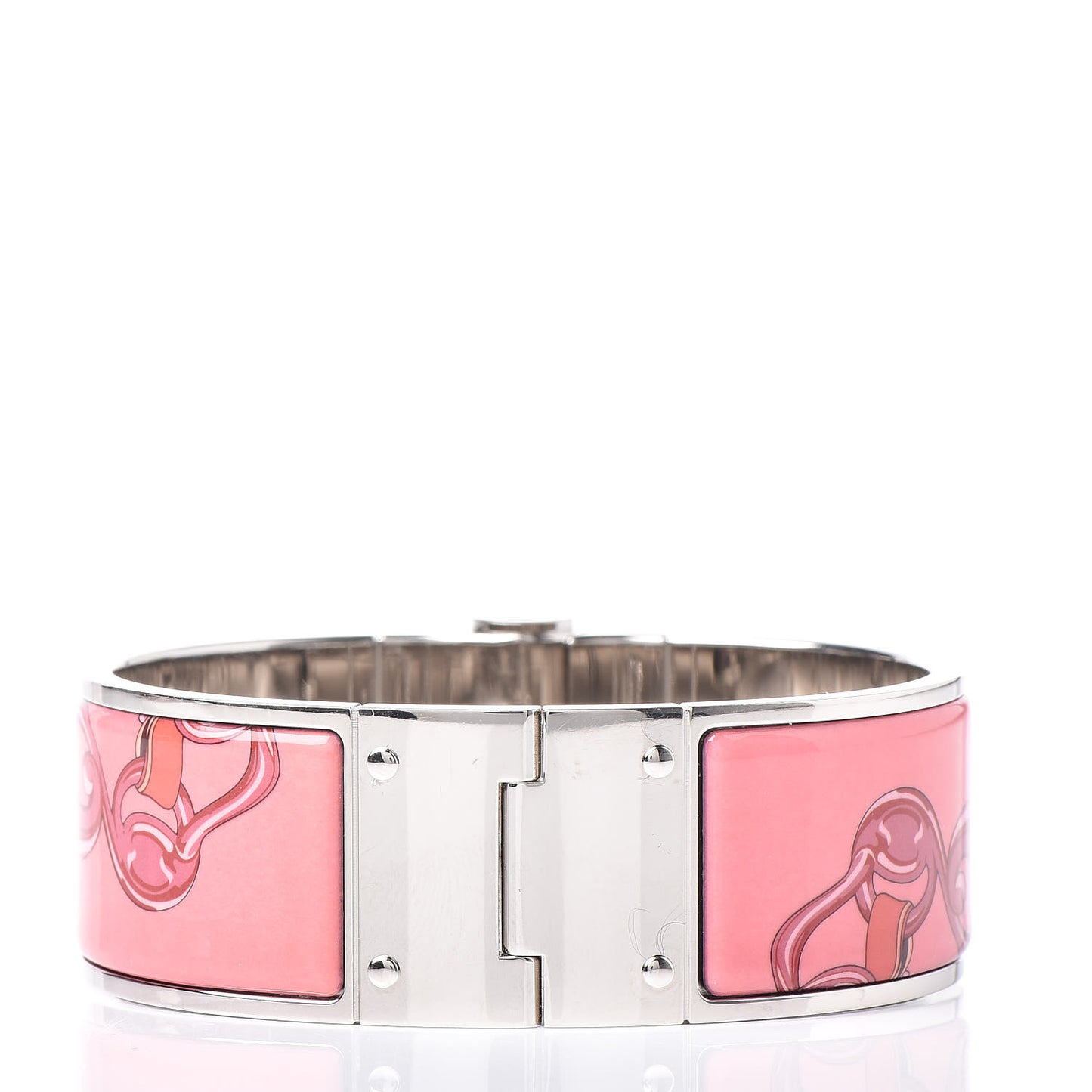 Enamel Printed Wide Charniere Brides2 Hinged Bracelet S Rose Couture