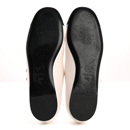 Chanel Lambskin Grosgrain Pearl Mary Jane Flats 36 White Black 6 of 10