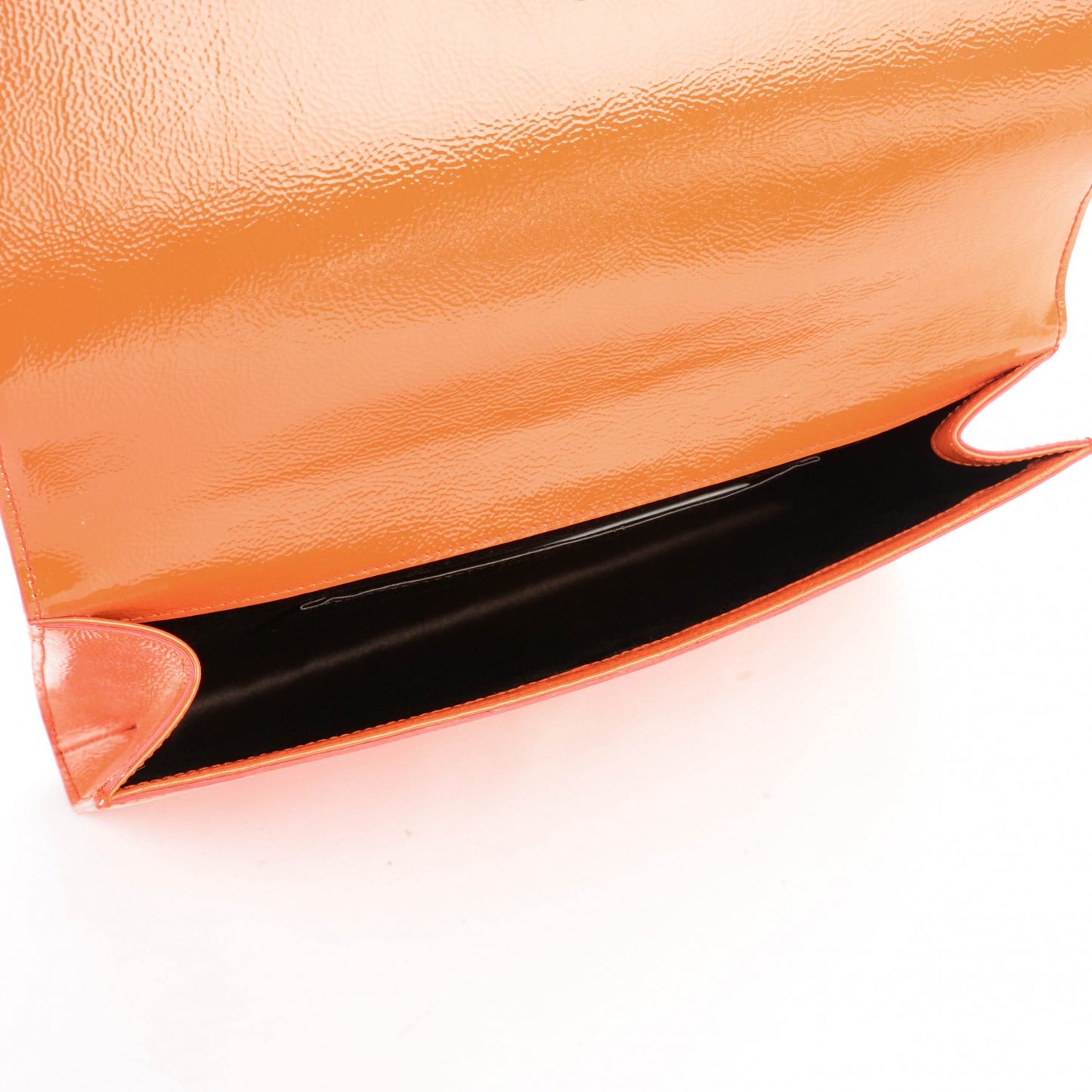 Textured Patent Monogram Large Belle De Jour Clutch Orange