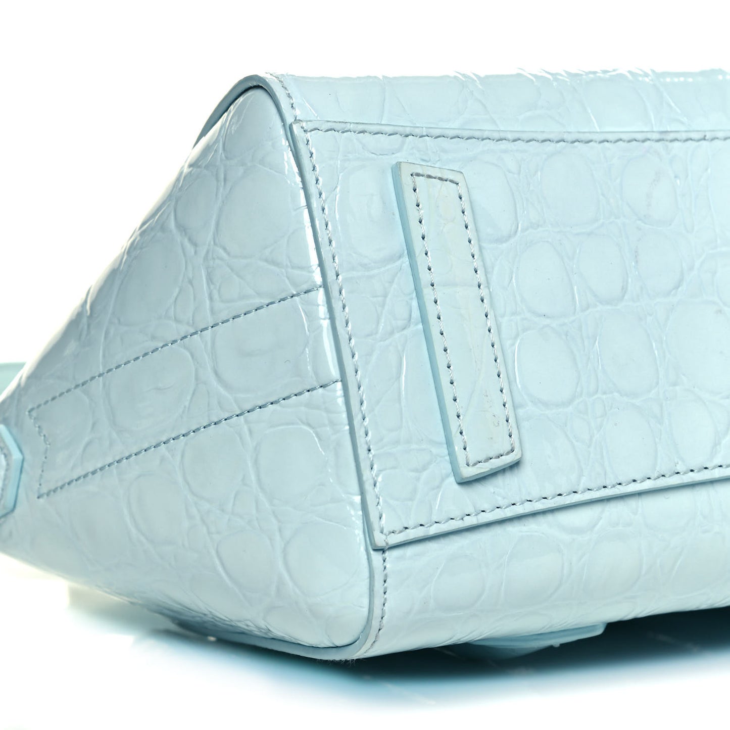 Calfskin Crocodile Embossed Mini Antigona Lock Sky Blue