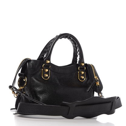 Balenciaga Chevre Gold Metallic Edge Hardware Mini City Black 3 of 9