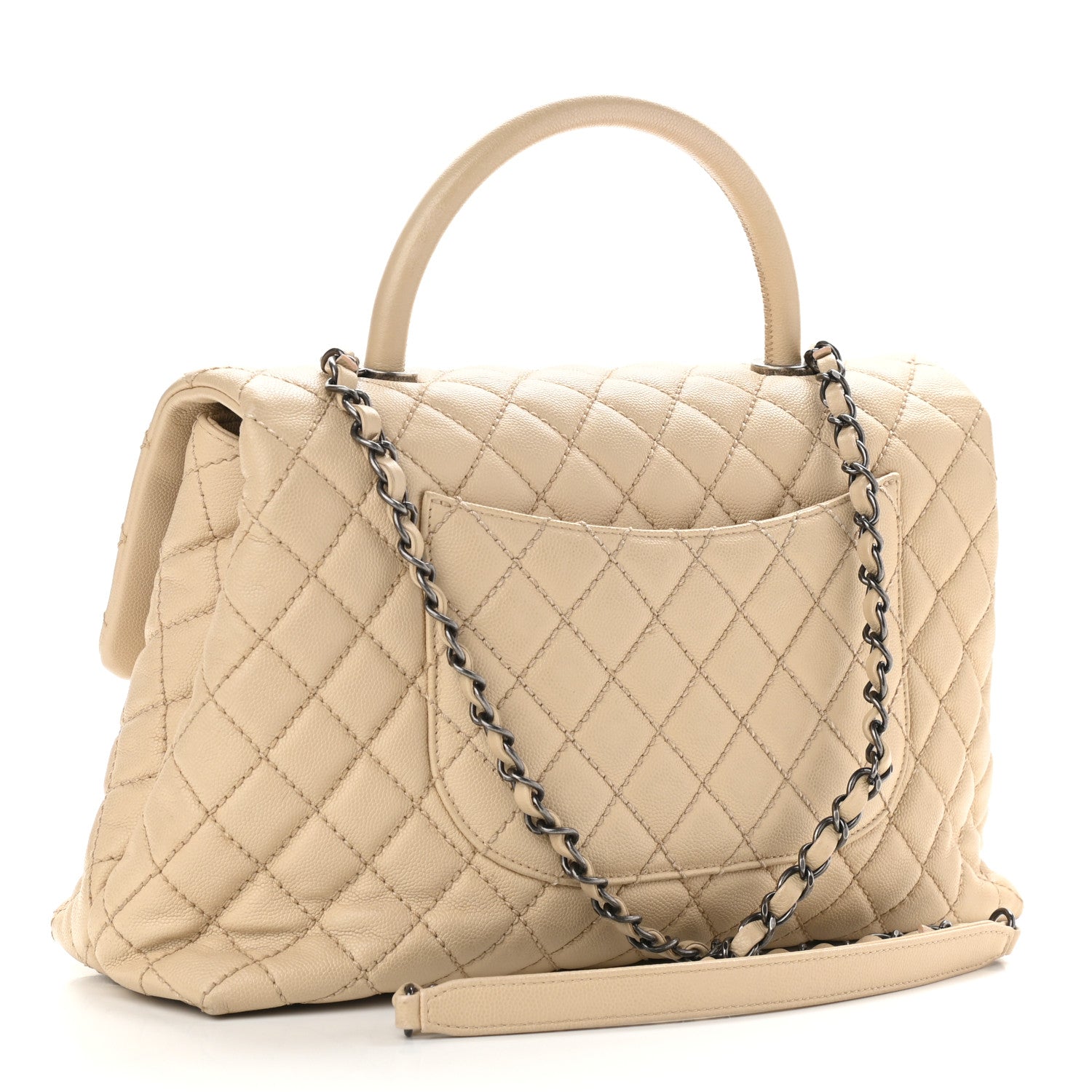 Chanel Caviar Quilted Medium Coco Handle Flap Light Beige 2 of 9