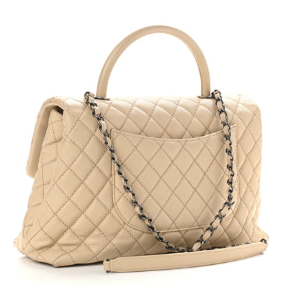 Chanel Caviar Quilted Medium Coco Handle Flap Light Beige 2 of 9