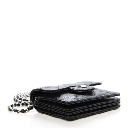 Chanel Caviar Quilted Flap Card Holder On Chain Black 4 of 8