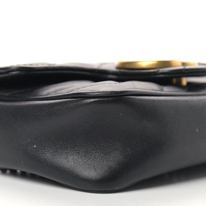 Gucci Calfskin Matelasse Super Mini GG Marmont Shoulder Bag Black 8 of 13