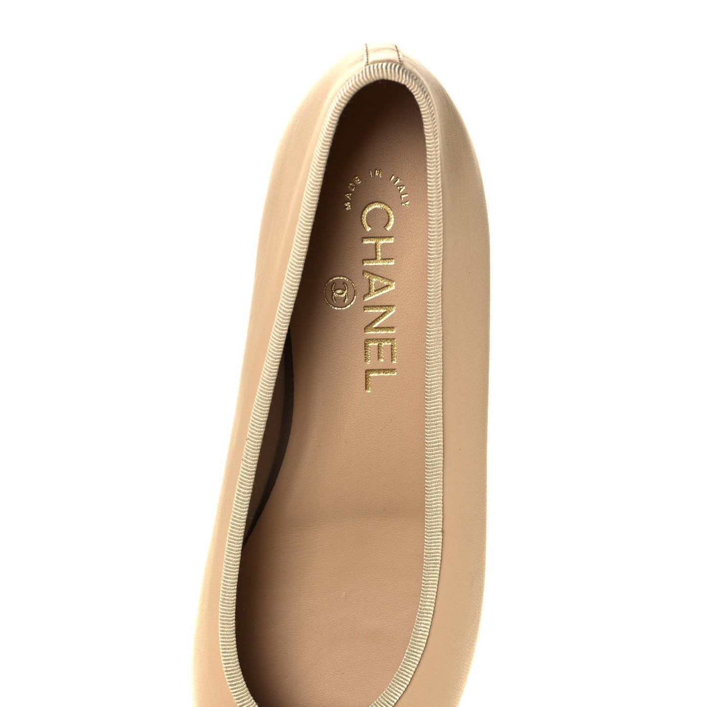 Lambskin Cap Toe Ballerina Flats 38 Beige Black