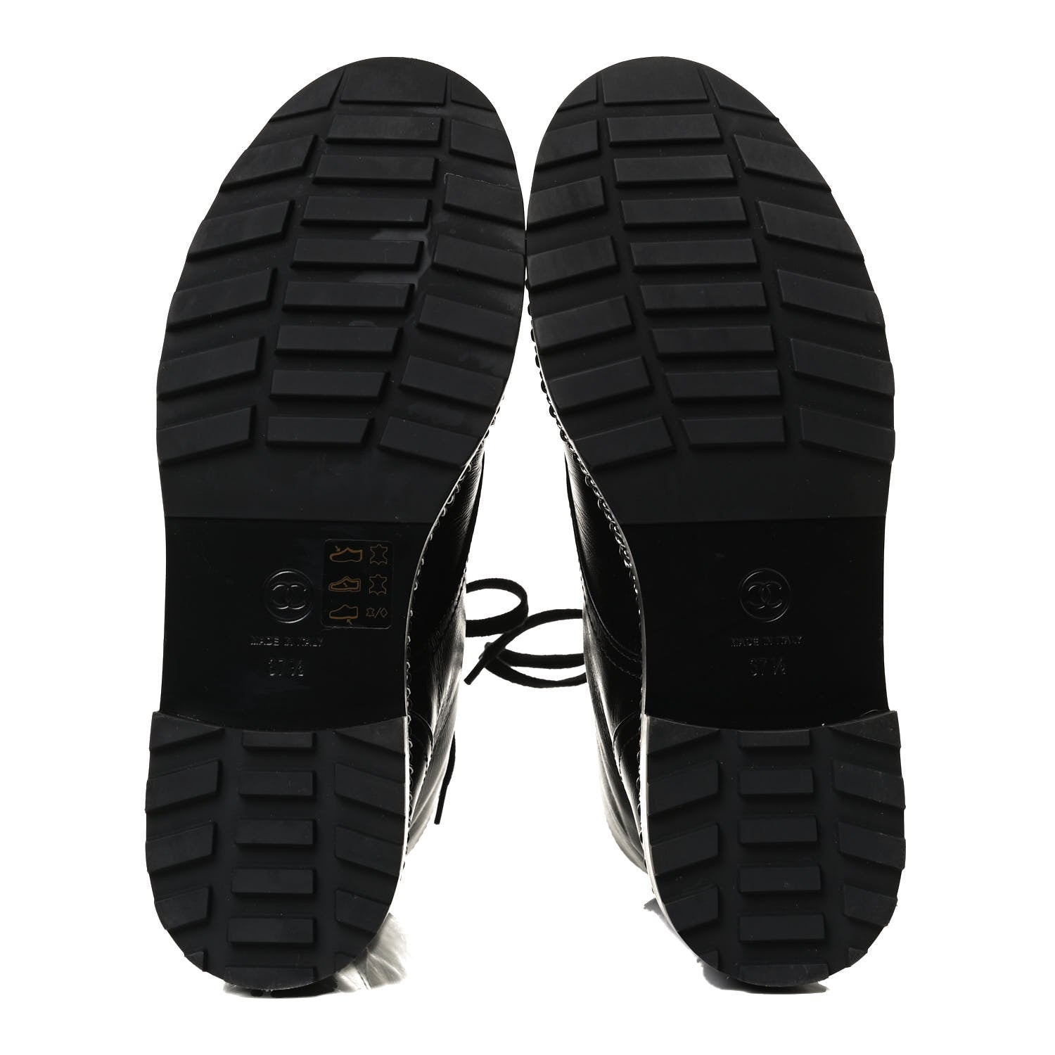 Chanel Crackled Calfskin Velvet Pearl Combat Short Boots 37.5 Black 7 of 15