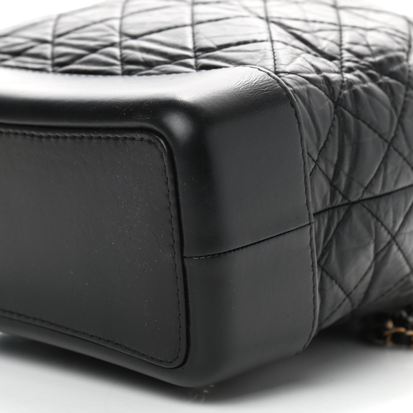 Aged Calfskin Quilted Gabrielle Backpack Black