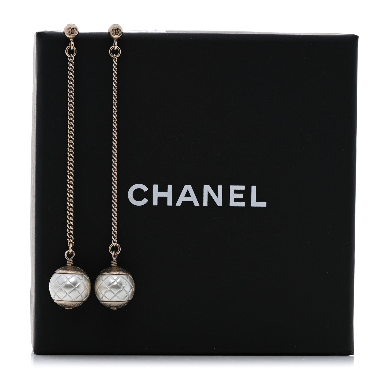 Chanel Pearl Dangle Earrings Gold 5 of 5