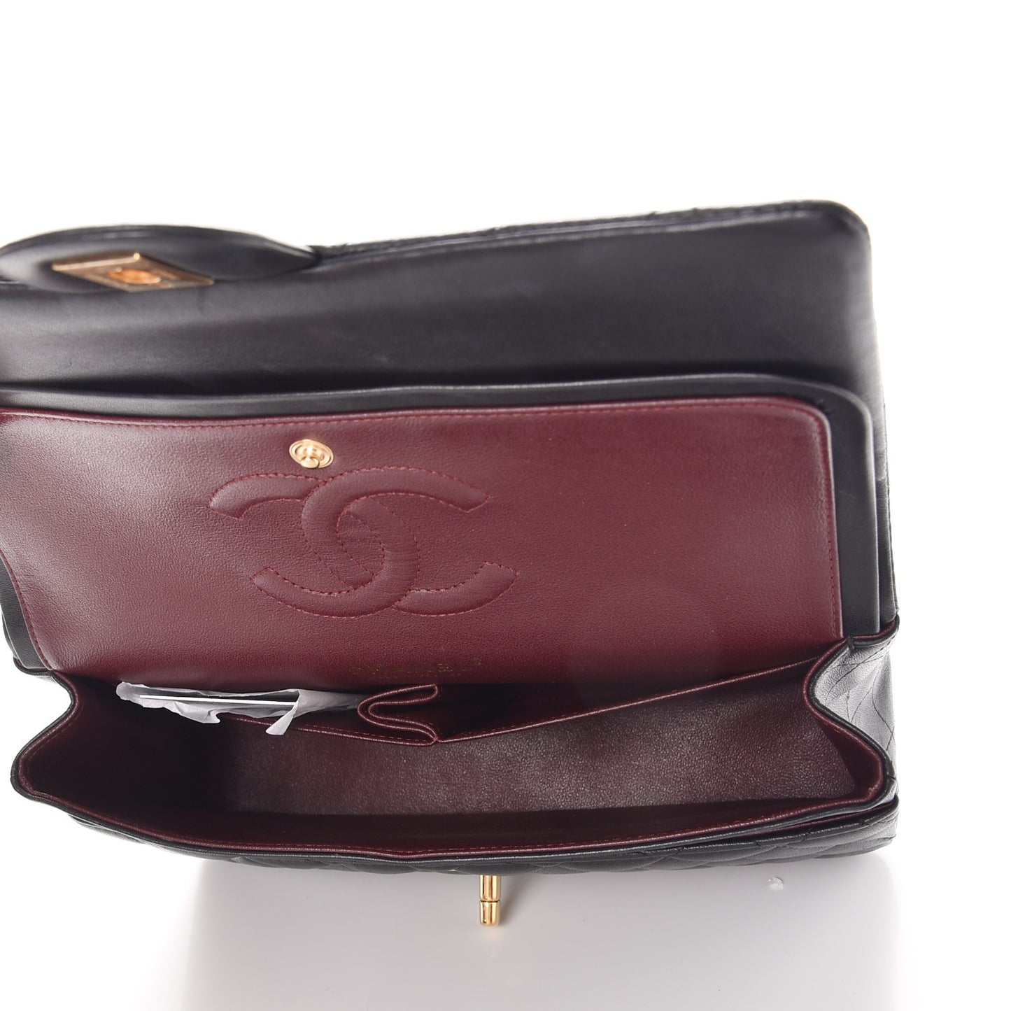 Lambskin Quilted Medium Double Flap Black