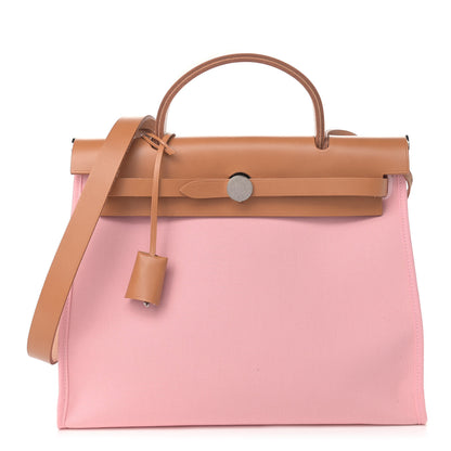 Hermes Vache Hunter Toile Herbag Zip 31 PM Rose Sakura 2 of 10