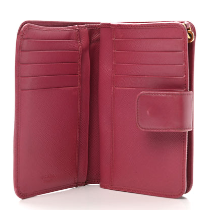 Prada Saffiano Metal Compact Wallet Peonia 5 of 7