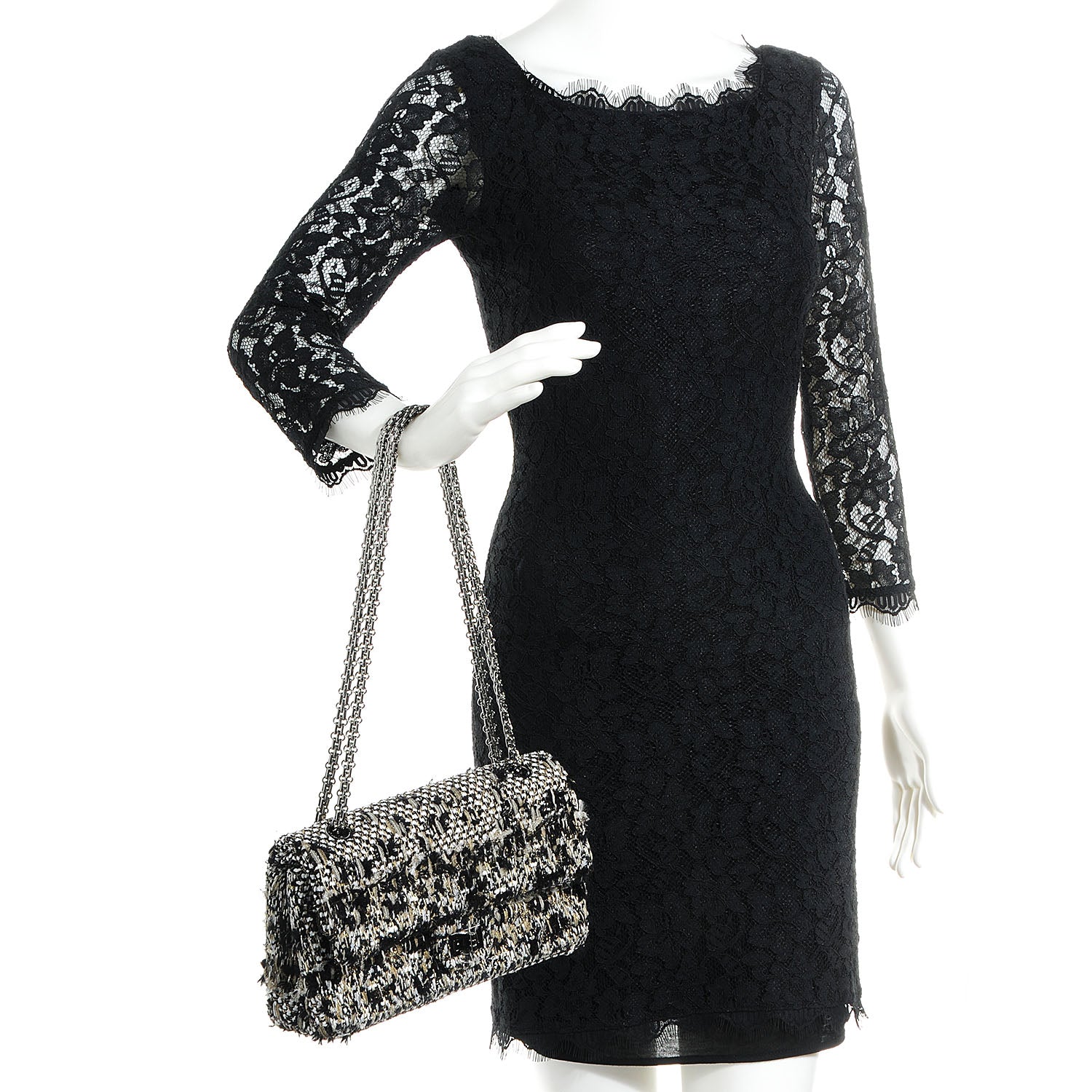 Chanel Tweed 2.55 Reissue 225 Flap Black White 2 of 8