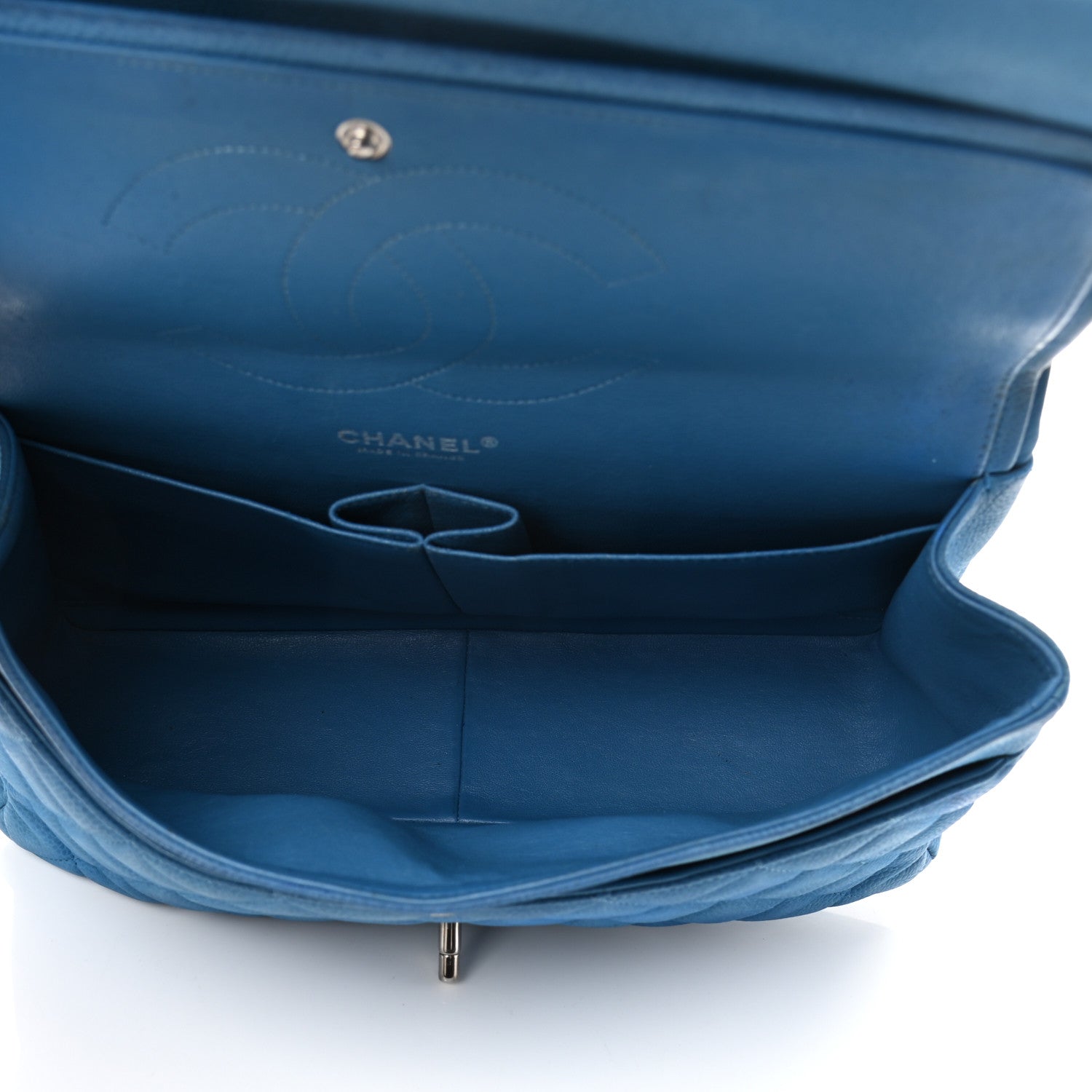 Chanel Iridescent Caviar Quilted Jumbo Double Flap Blue 5 of 21