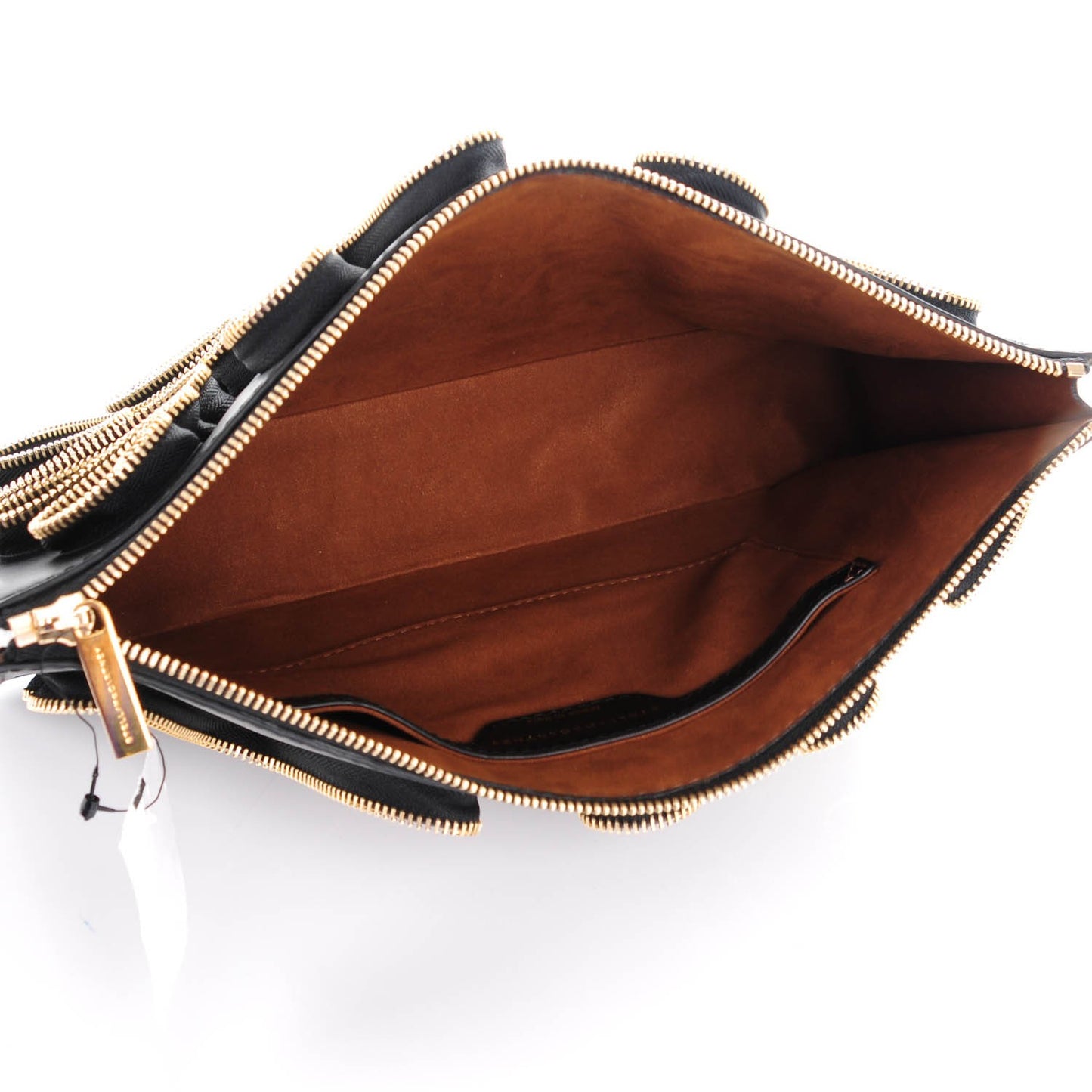 Faux Nappa Cavendish Zipper Clutch Black