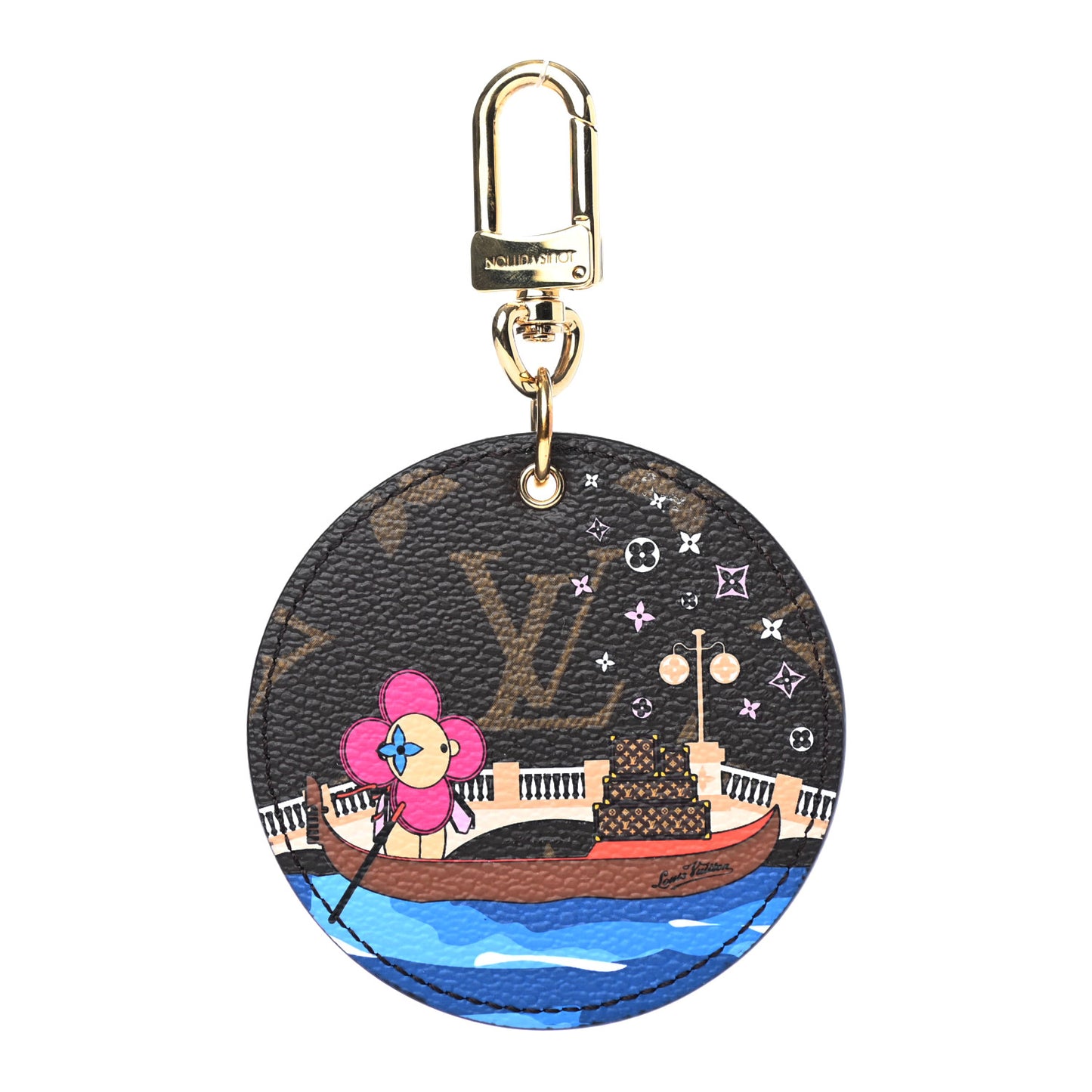 Monogram 2019 Christmas Animation Venice Bag Charm Key Ring Blue