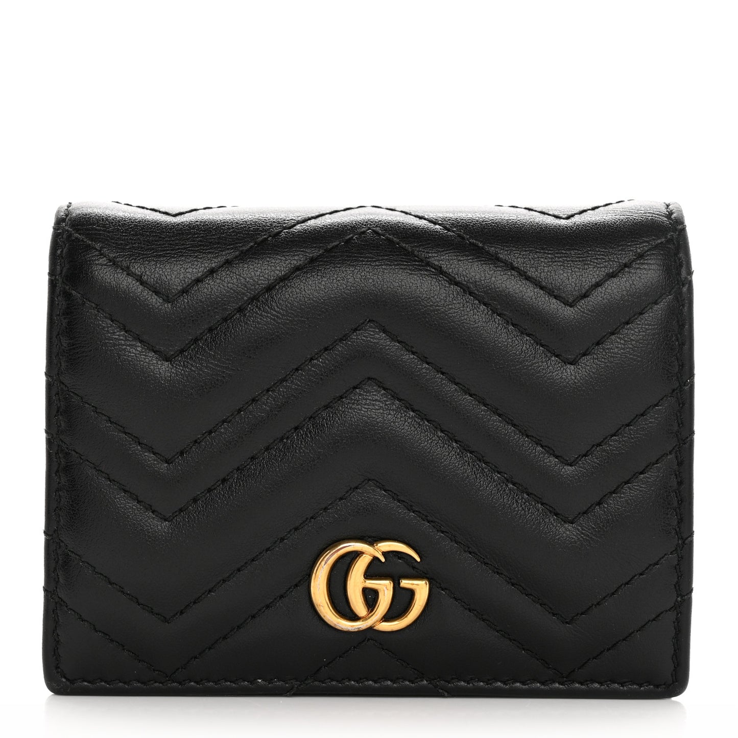 Calfskin Matelasse GG Marmont Card Case Wallet Black