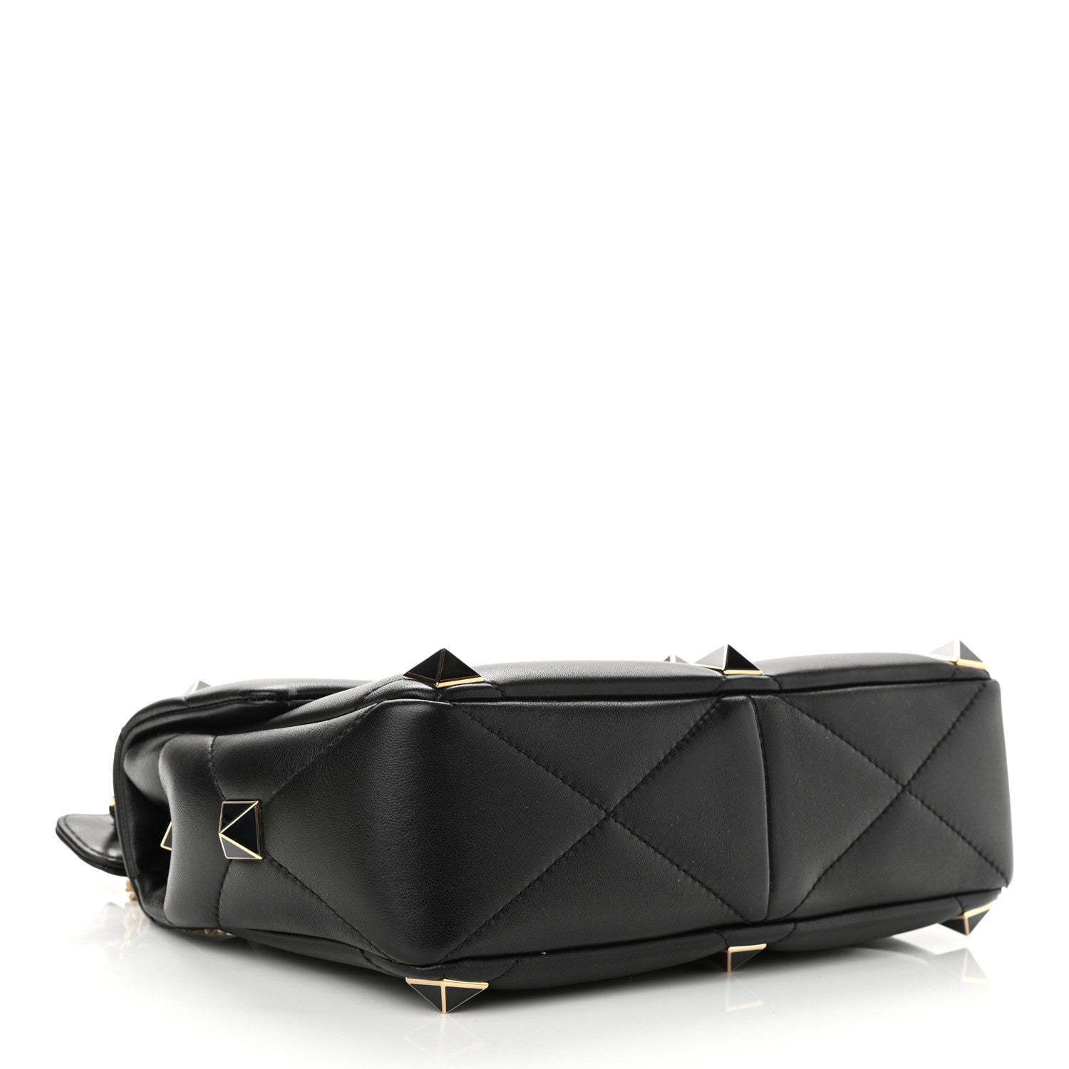 Valentino Garavani Nappa Enamel Medium Roman Stud Shoulder Bag Black 7 of 10