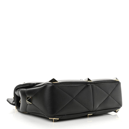 Valentino Garavani Nappa Enamel Medium Roman Stud Shoulder Bag Black 7 of 10